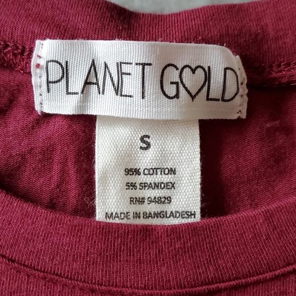 Planet Gold burgundy tee - Picture 6 of 8